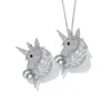 Classicharms Women's Silver Pavé Unicorn Brooch And Necklace Set In Silver