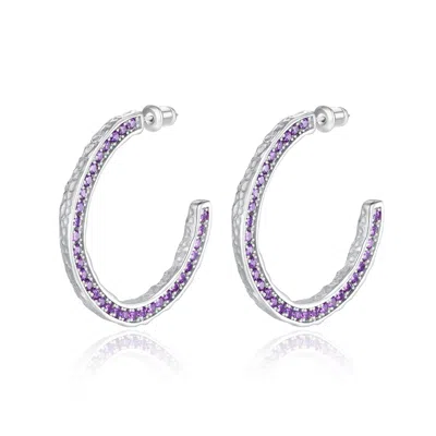 Classicharms Silver Zirconia Molten C Hoop Earrings