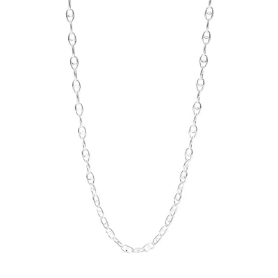 Classicharms Women's Sterling Silver Puffed Mariner Anchor Chain Choker Necklace In Metallic
