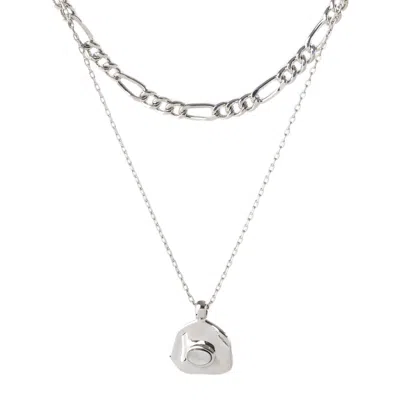 Classicharms Women's White / Silver Aria Silver Gemstone Pendant Necklace Layer Set-translucent White In Metallic
