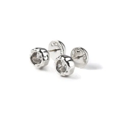 Classicharms Women's White / Silver Skyler Silver Molten Clear Zircon Stud Earrings