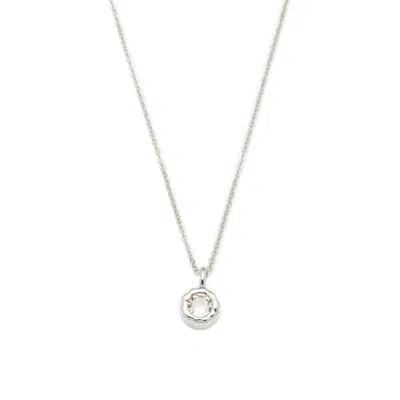 Classicharms Women's White / Silver Skyler Silver Molten Mini Solitaire Clear Cz Pendant Necklace