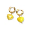 Classicharms Women's Yellow Ceramic Heart Dangle Earrings In Yellow