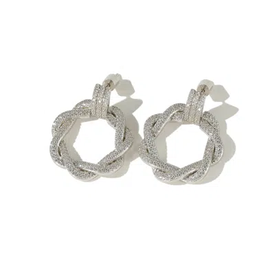 Classicharms Women's Ysabel Silver Pavé Diamond Eternity Twist Hoop Earrings In Metallic