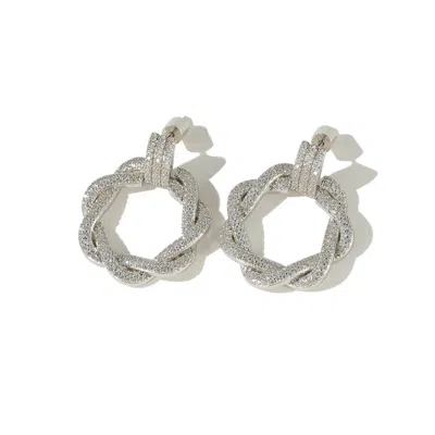 Classicharms Women's Ysabel Silver Pavé Diamond Eternity Twist Hoop Earrings