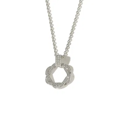 Classicharms Women's Ysabel Silver Pavé Diamond Eternity Twist Hoop Pendant Necklace In Metallic