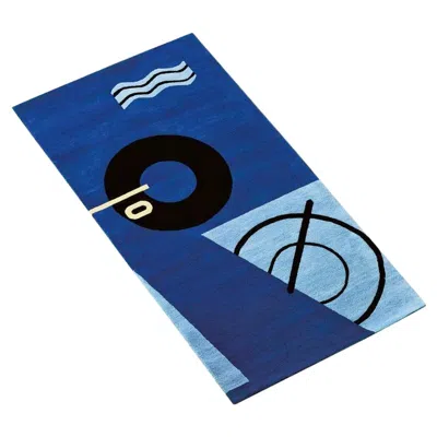Pre-owned Classicon Blue Marine Rug - Nettle Wool - Design Eileen Gray 43.3×84.6 Inch