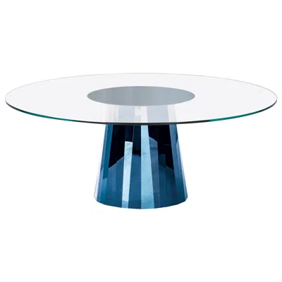 Pre-owned Classicon Pli Table In Blue With Crystal Glass Top By Victoria Wilmotte