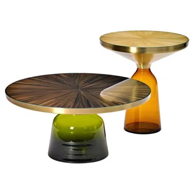 Pre-owned Classicon Set Of Two  Bell Tables With Straw Marquetry Top By Sebastian Herkner In Brown