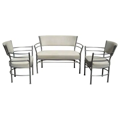 Pre-owned Classicon Streamline Moderne Tubular Aluminum Seating Set By Warren Mcarthur For  In Gray