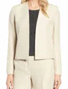 Classiques Entie Crop Open Front Linen Blend Jacket In Beige In Beige