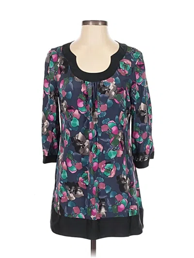 Pre-owned Classiques Entier 3/4 Sleeve Silk Top Teal Sweetheart Neckline Tops
