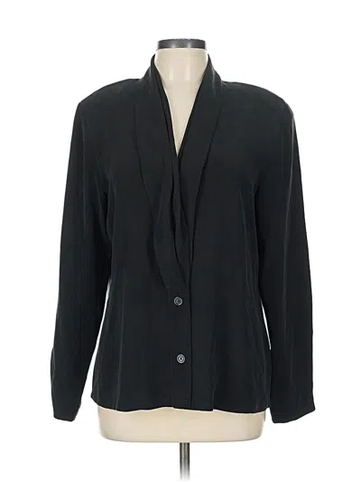 Pre-owned Classiques Entier Long Sleeve Silk Top Black Plunge Neckline Tops