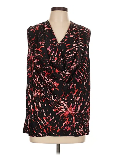 Pre-owned Classiques Entier Long Sleeve Silk Top Black Plunge Neckline Tops