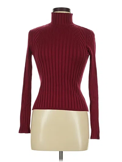 Pre-owned Classiques Entier Long Sleeve Silk Top Burgundy Turtleneck Tops