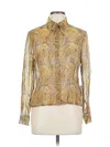 Classiques Entier Long Sleeve Silk Top Gold Paisley Pattern Tie Neck Tops In Gold