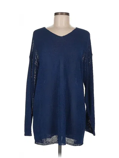 Pre-owned Classiques Entier Long Sleeve Top Blue V Neck Tops