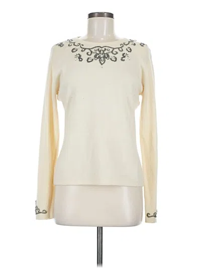 Pre-owned Classiques Entier Long Sleeve Top Ivory Crew Neck Tops In White