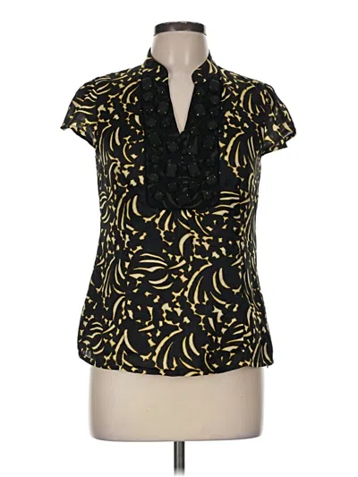 Pre-owned Classiques Entier Short Sleeve Silk Top Black Plunge Neckline Tops