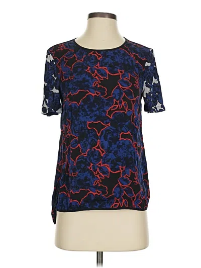 Pre-owned Classiques Entier Short Sleeve Silk Top Blue Crew Neck Tops
