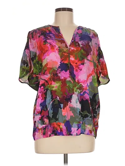 Pre-owned Classiques Entier Short Sleeve Silk Top Pink V-neck Tops