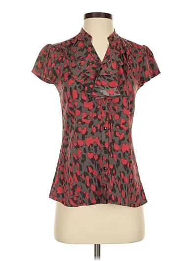 Pre-owned Classiques Entier Short Sleeve Silk Top Red Cowl Neck Tops