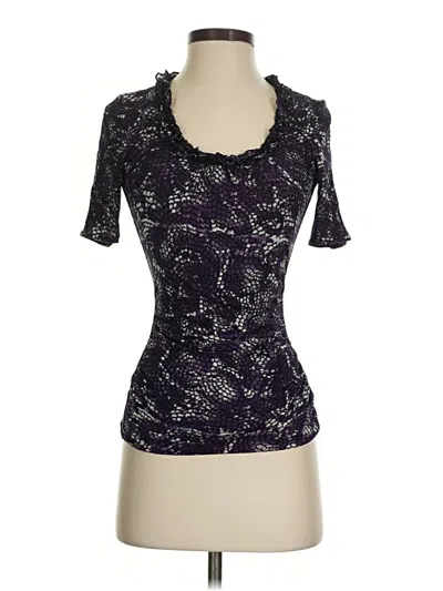 Pre-owned Classiques Entier Short Sleeve Top Purple Floral Pattern Scoop Neck Tops