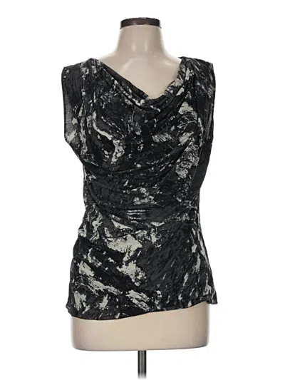 Pre-owned Classiques Entier Sleeveless Silk Top Black Graphic Pattern Cowl Neck Tops