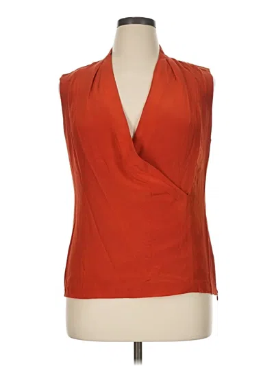 Pre-owned Classiques Entier Sleeveless Silk Top Orange Cowl Neck Tops