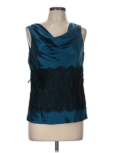Pre-owned Classiques Entier Sleeveless Silk Top Teal Cowl Neck Tops