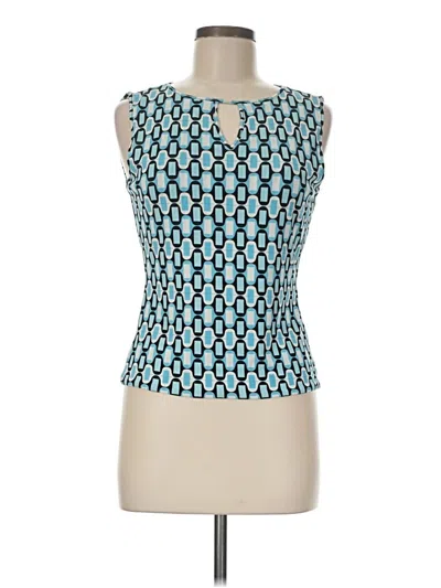 Pre-owned Classiques Entier Sleeveless Silk Top Teal Keyhole Neckline Tops