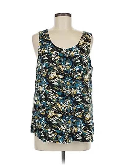 Pre-owned Classiques Entier Sleeveless Silk Top Teal Scoop Neck Tops In Blue