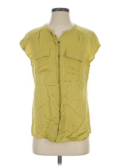 Pre-owned Classiques Entier Sleeveless Silk Top Yellow Keyhole Neckline Tops