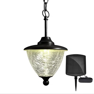 Classy Caps Eclipse 13" High Black Finish Outdoor Solar Powered Led Hanging Light