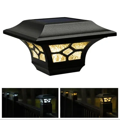 Classy Caps Low Voltage Integrated Led Aluuminum Fence Post Cap Light 2.5 In. X 2.5 In. With Base Adapter Includ In Black