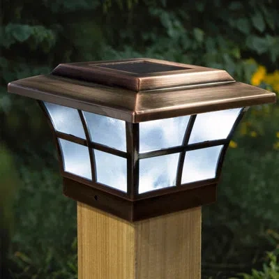 Classy Caps Prestige Solar Powered Integrated Led Fence Post Cap Light 4 In. X 4 In. With Base Adapter Included In Copper