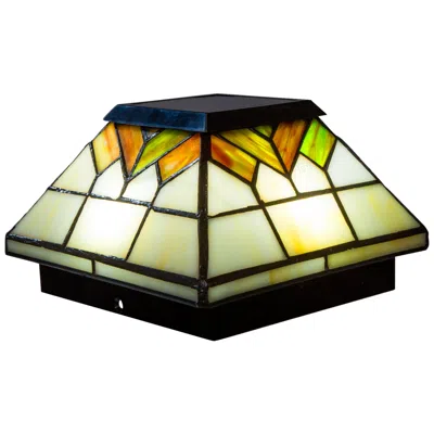 Classy Caps Wellington 5"x5" Stained Glass Outdoor Led Solar Post Cap