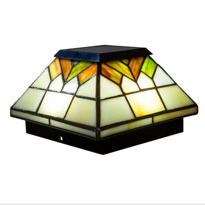 Classy Caps Wellington Solar Powered Led Fence Post Cap In Véritable Vitrail;real Stained Glass