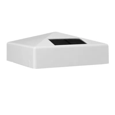 Classy Caps White Pvc Battery Powered Integrated Led Fence Post Cap In Pvc Blanc;white Pvc