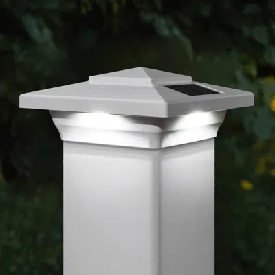 Classy Caps White Solar Powered Integrated Led Fence Post Cap Light