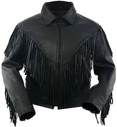 Pre-owned Classyak Men's Fashion Cowboy Leather Jacket In Black