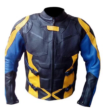 Pre-owned Classyak Men's Fashion Real Leather Motorbike Jacket In Blue
