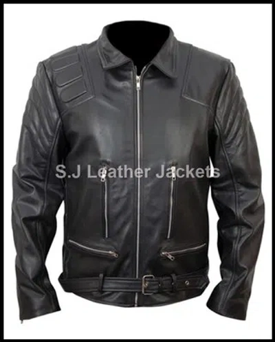 Pre-owned Classyak Men's Fashion Real Leather Style Jacket In Black