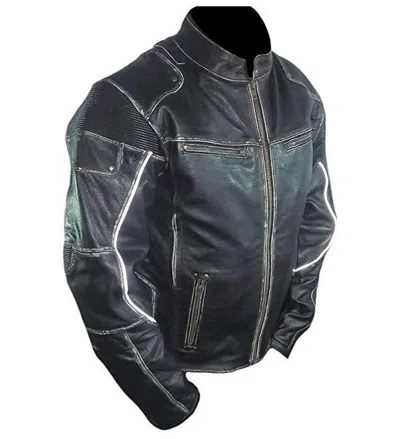 Pre-owned Classyak Men's Fashion Stylish Leather Biker Jacket In Cow Leather Brown