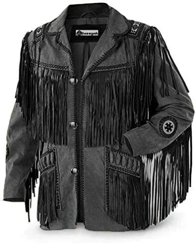 Pre-owned Classyak Men's Fashion Western Genuine Cowboy Jacket In Black