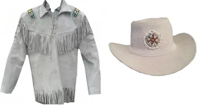 Pre-owned Classyak Western Fringed Shirt With Hat In Brown