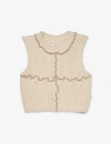 CLAUDE & CO. CLAUDE & CO CHALK CONTRAST-STITCH REGULAR-FIT ORGANIC-COTTON KNITTED VEST 3 MONTHS-5 YEARS