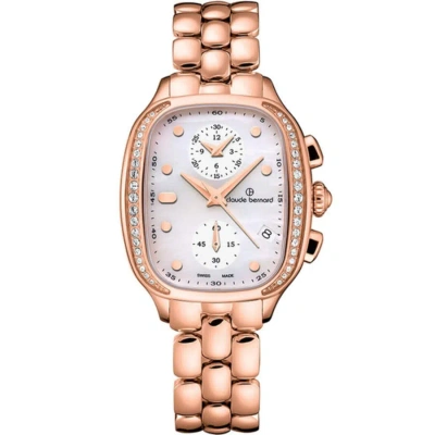 Claude Bernard Dress Code Chronograph Ladies Watch 10800 37rpm Nair In Gold / Gold Tone / Mop / Mother Of Pearl / Rose / Rose Gold / Rose Gold Tone