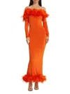 Claude Kameni Women's Ari Luxed Faux Feathered Gown In Orange