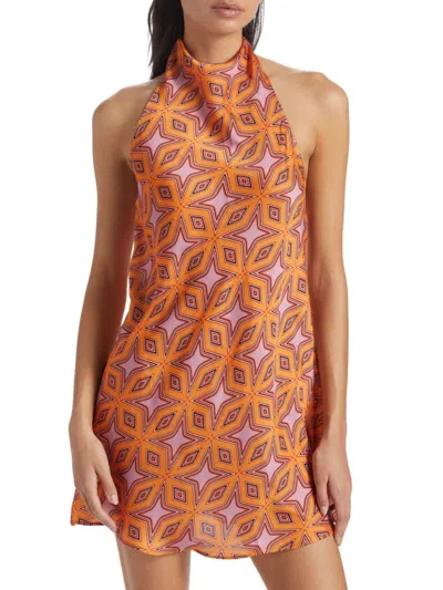 Claude Kameni Women's Priyagold Satin Geometric Minidress In Orange Multi